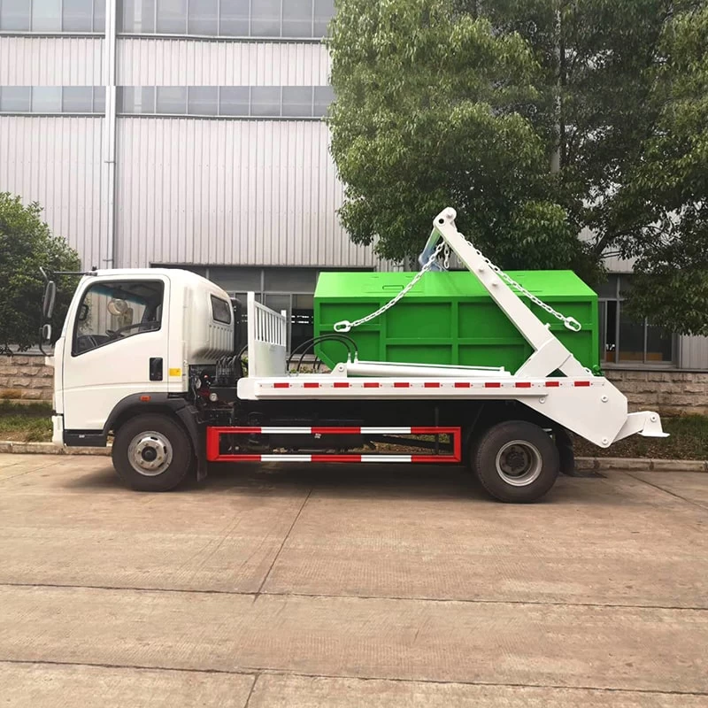 Howo 4 cubic meter swing arm garbage truck for sale Front Side View
