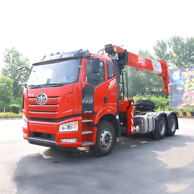 FAW 16 tons telescopic boom truck mounted crane Oblique Front View