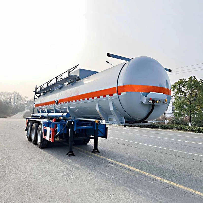 18 cbm semi-trailer concentrated sulfuric acid transport truck Oblique Back Plot
