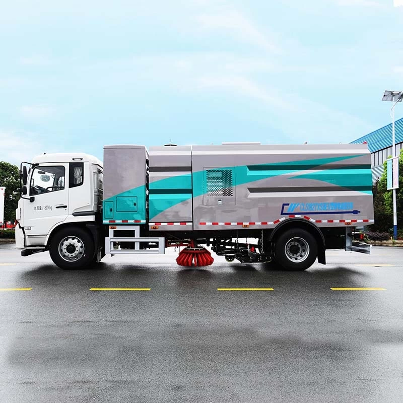 DongFeng 18ton Pure Electric Road Street Sweeper Truck Front side view