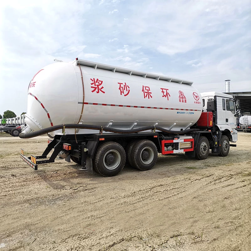 SHACMAN 8*4 dry powder material transport truck Oblique Back Plot