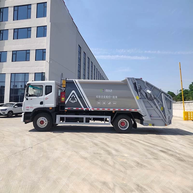China brand 14cbm garbage compactor truck Front Side View