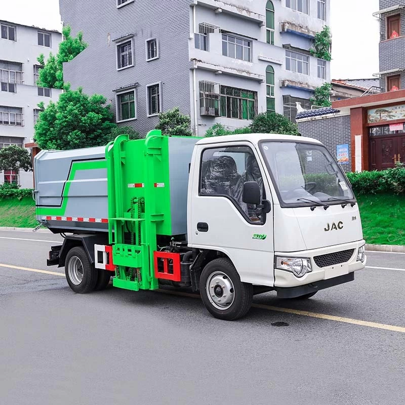 JAC 4*2 Side Loading Garbage Truck Oblique Front View 