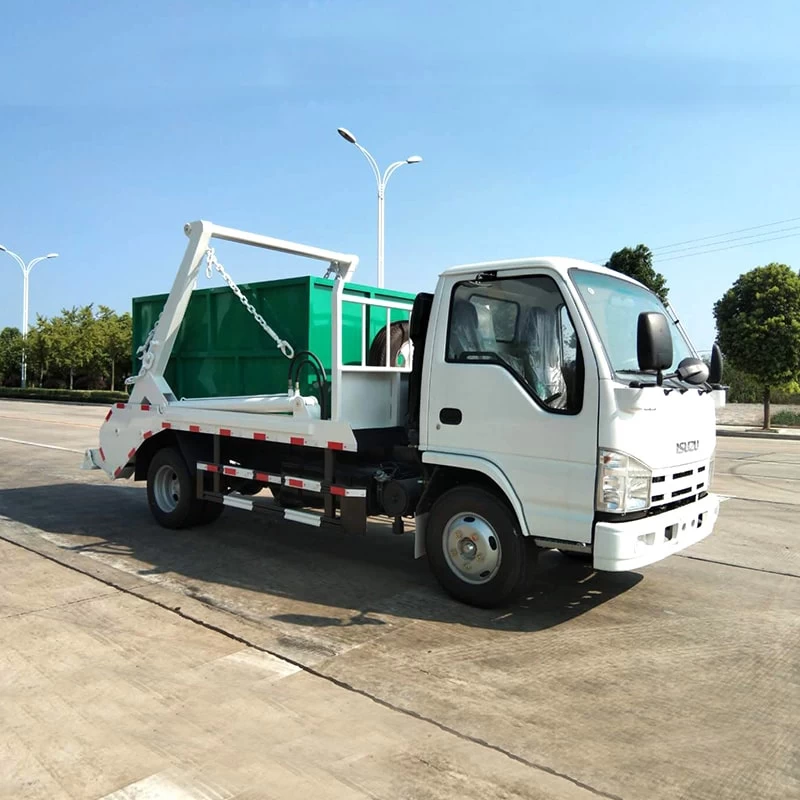 ISUZU 6 CBM Swing Arm Garbage Collection Skip Truck Price Oblique Front View

