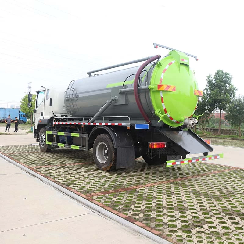 12000L 4*2 sewage suction truck with vaccum pump Oblique Back Plot