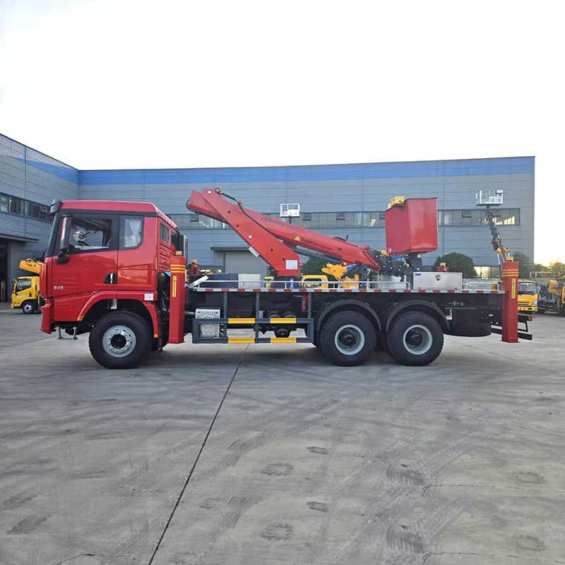 Shacman 24m Hydraulic Telescopic Boom Arm Aerial Lift Truck Front Side View
