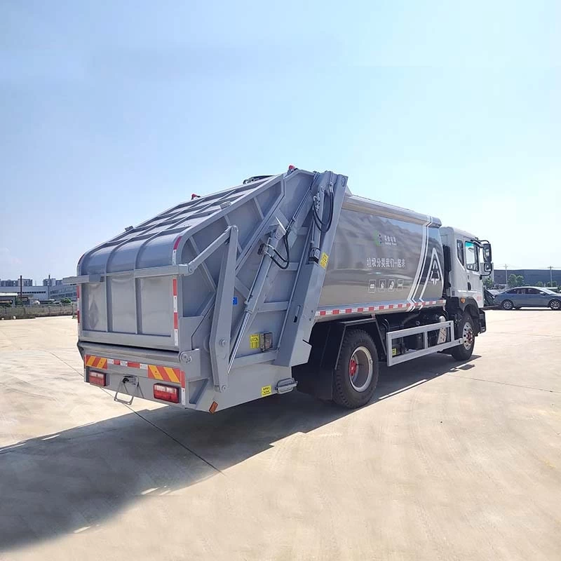 China brand 14cbm garbage compactor truck Oblique Back Plot