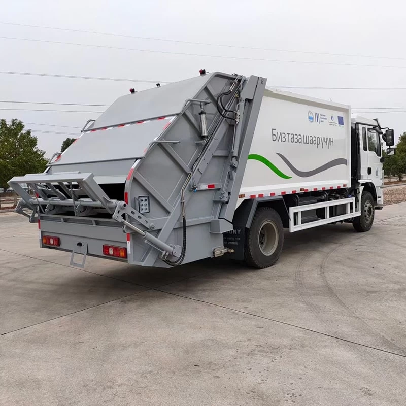 SHACMAN 12 CBM Garbage Collector Compressing Transport Truck Oblique Back Plot