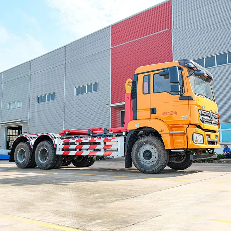 Shacman Heavy 6x4 18CBM Hook Lift Garbage Truck Front Side View
