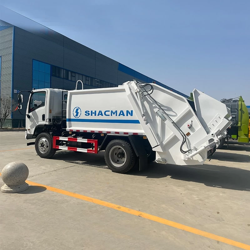 SHACMAN 6 CBM Small 4 x2 Rubbish Conpressing Truck for Sale Oblique Back Plot
