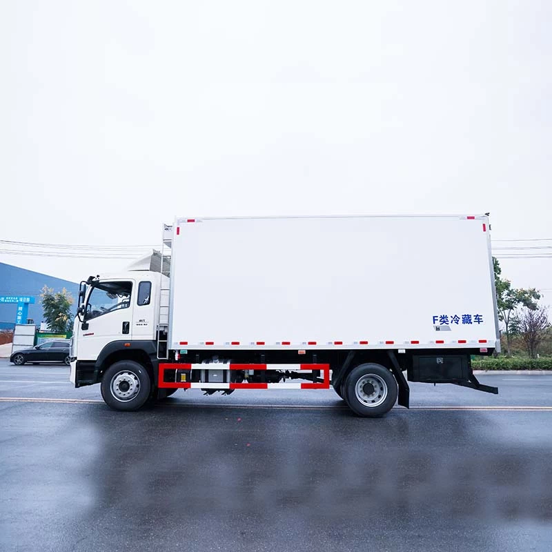 HOWO RHD 4X2 6.8m refrigerator freezer van truck Front Side View