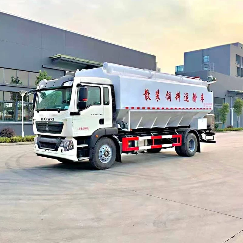 HOWO hydraulic discharge 12 ton bulk feed truck Oblique Front View