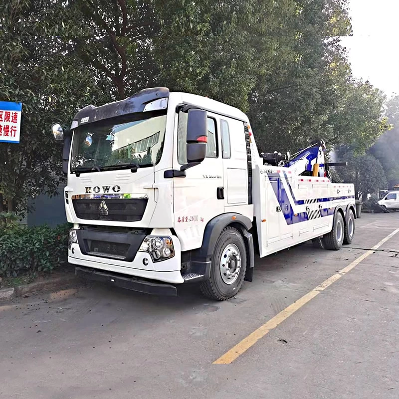 HOWO 50ton lifting & towing wrecker heavy duty tow truck Oblique Front View
