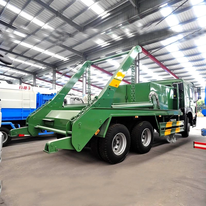 Howo Heavy 10Ton Skip Loader Garbage Truck Price Oblique Back Plot 