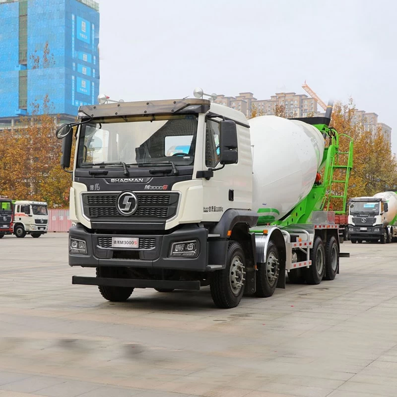 SHACMAN 8*4 cement tanker 8 cbm concrete mixer truck Oblique Front View