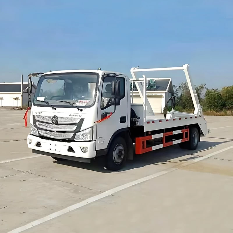 Foton 6m3 Swing Arm Container Rear Loader Garbage Truck Oblique Front View