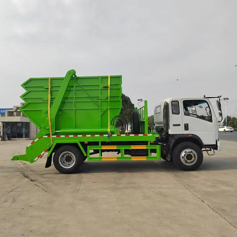 Howo 4 cubic meters Skip Loader Garbage Truck for Sale Front Side View