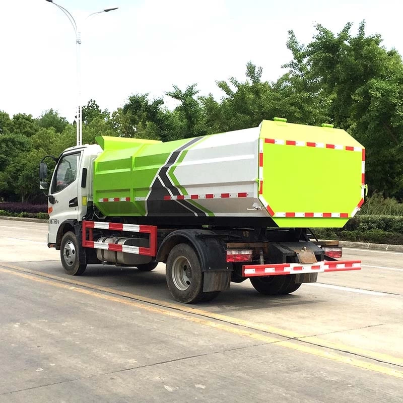 JAC 7000 Liters Garbage Compactor Side Loading Waste Collection Truck Oblique Back Plot
