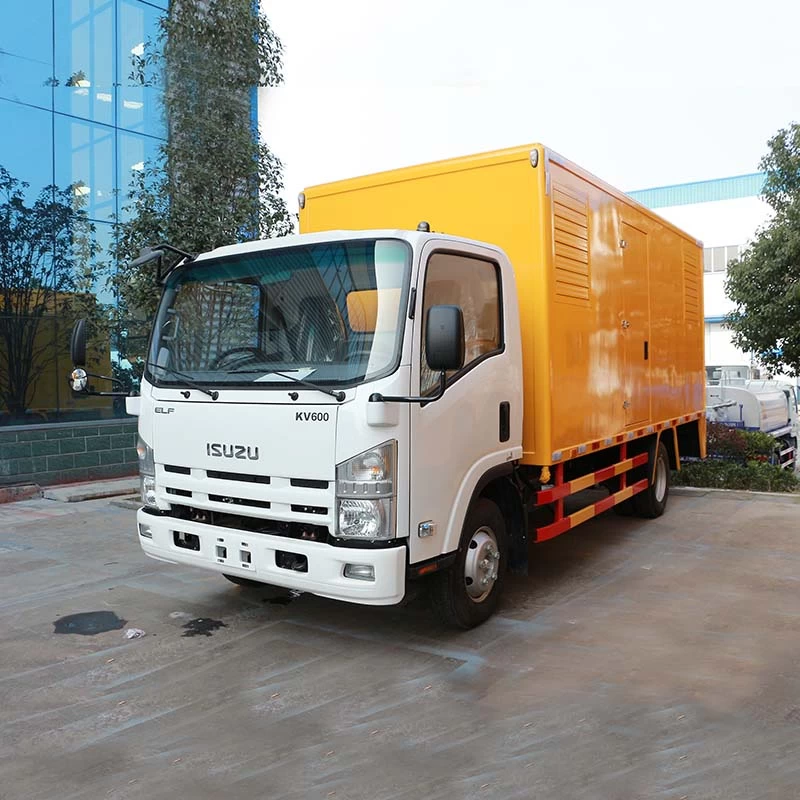 Isuzu 200 kw emergency power bank generator supply truck Oblique Front View