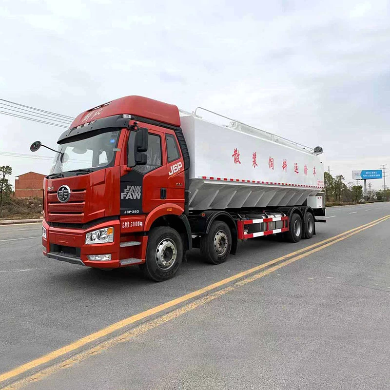 FAW 8*4 pig chicken cattle feed transportation truck Oblique Front View