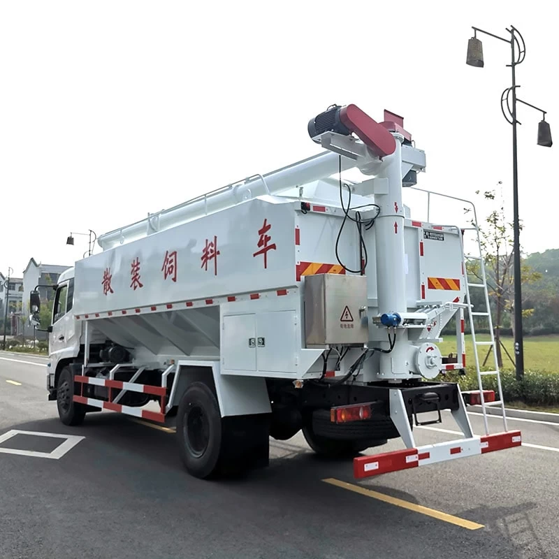 FAW high quality 10 ton self-unloading Bulk Feed Truck Oblique Back Plot 