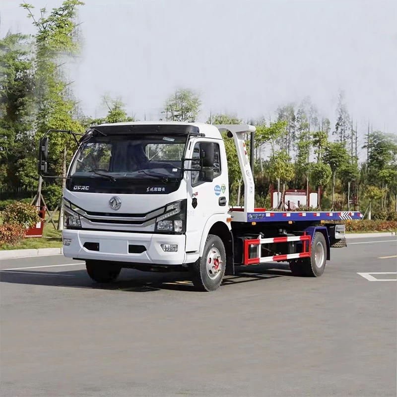 Dongfeng 4*2 flatbed tow wrecker truck Oblique Front View