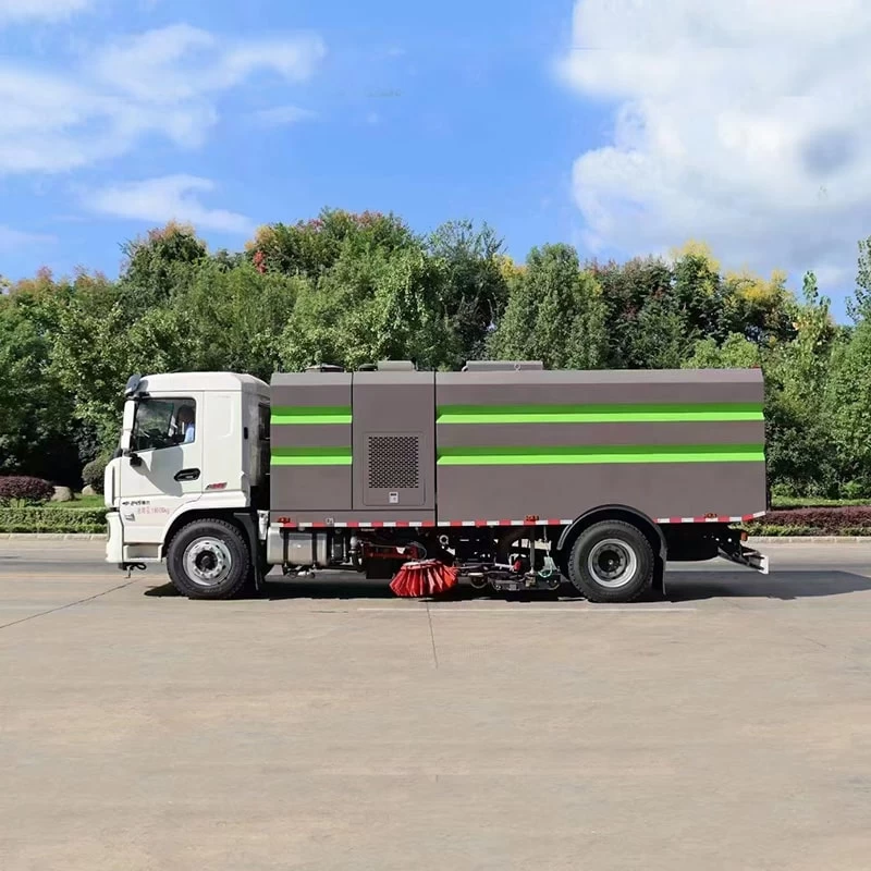 SHACMAN 9m3 road sweeper truck with water spray Front Side View