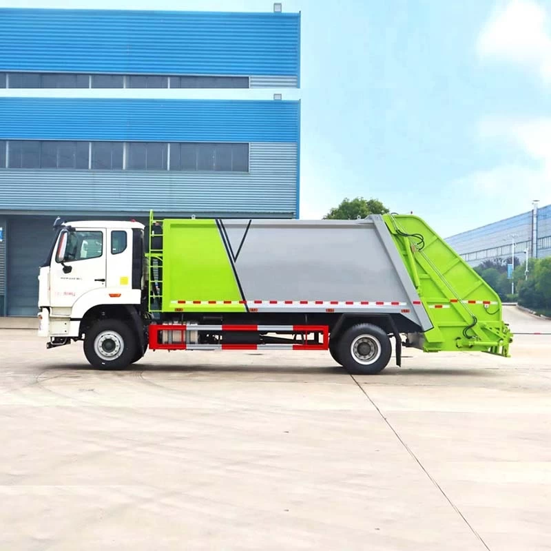 Howo 4*2 garbage collection 14m3 Compactor Garbage Truck Front Side View