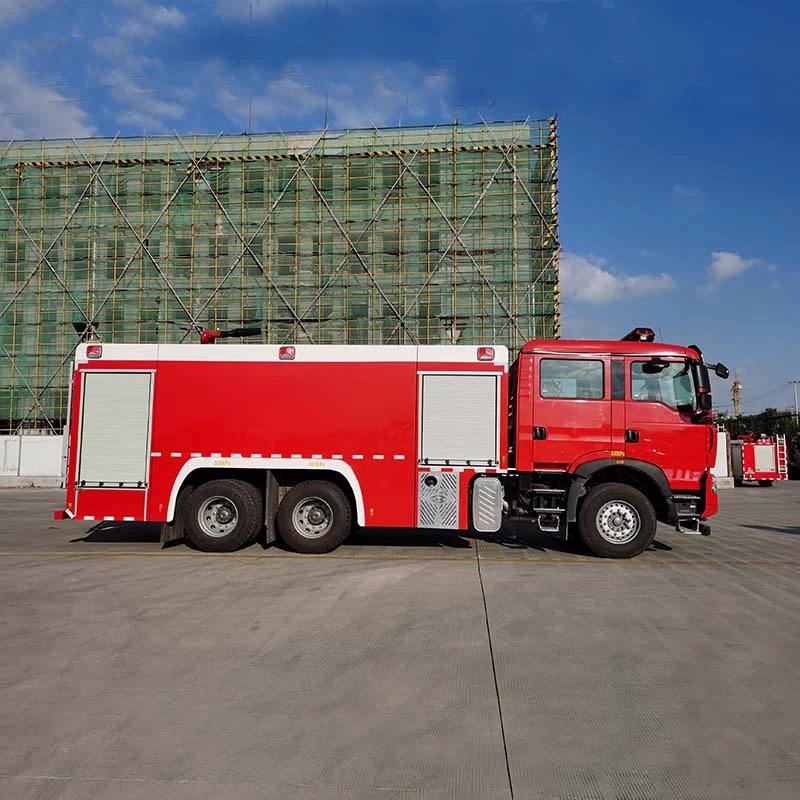 Howo 6x4 12000L Water Foam Powder Fire Fighting Truck Front Side View