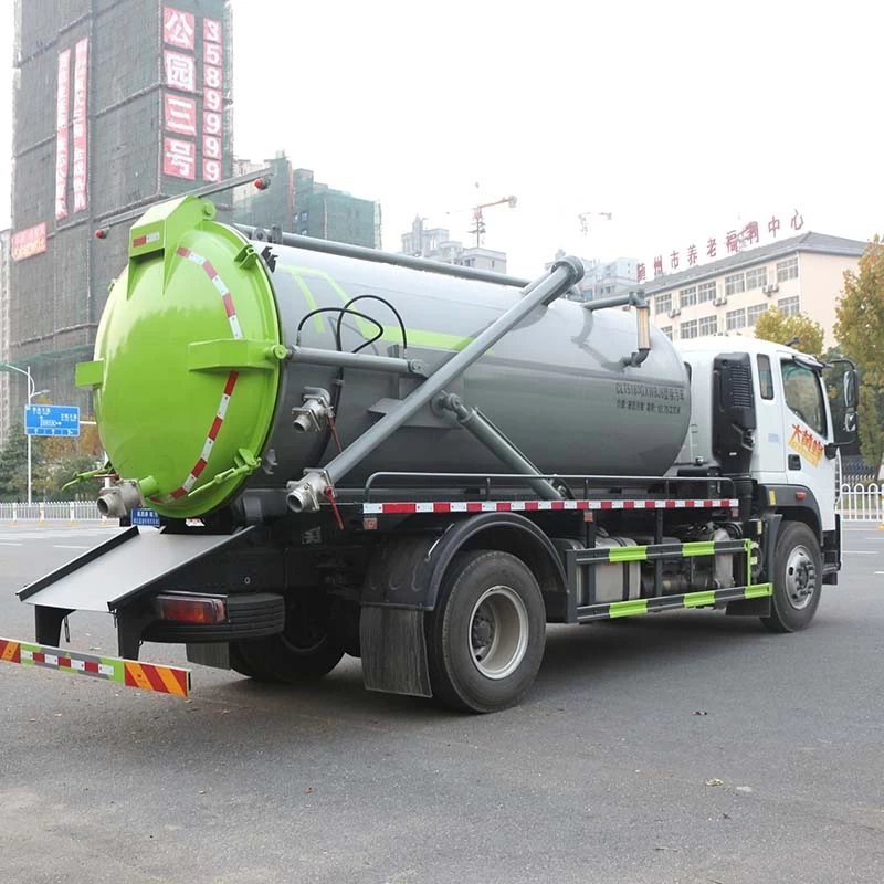 Foton 4×2 12000L vacuum pump sewage suction truck Oblique Back Plot