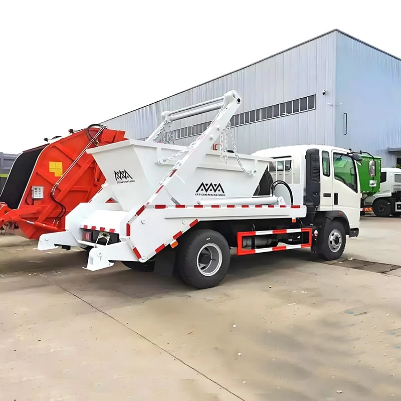 Factory Customized Howo 4x2 5 Ton Swing Arm Garbage Truck Oblique Back Plot