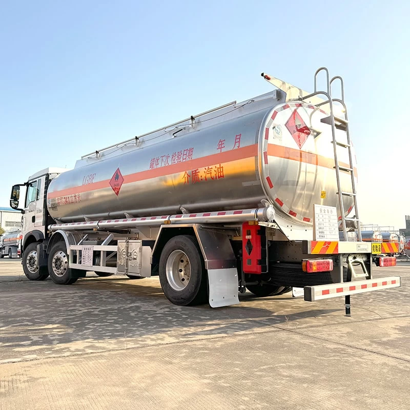 HOWO 25000 liters aluminum alloy oil fuel diesel delivery truck Oblique Back Plot