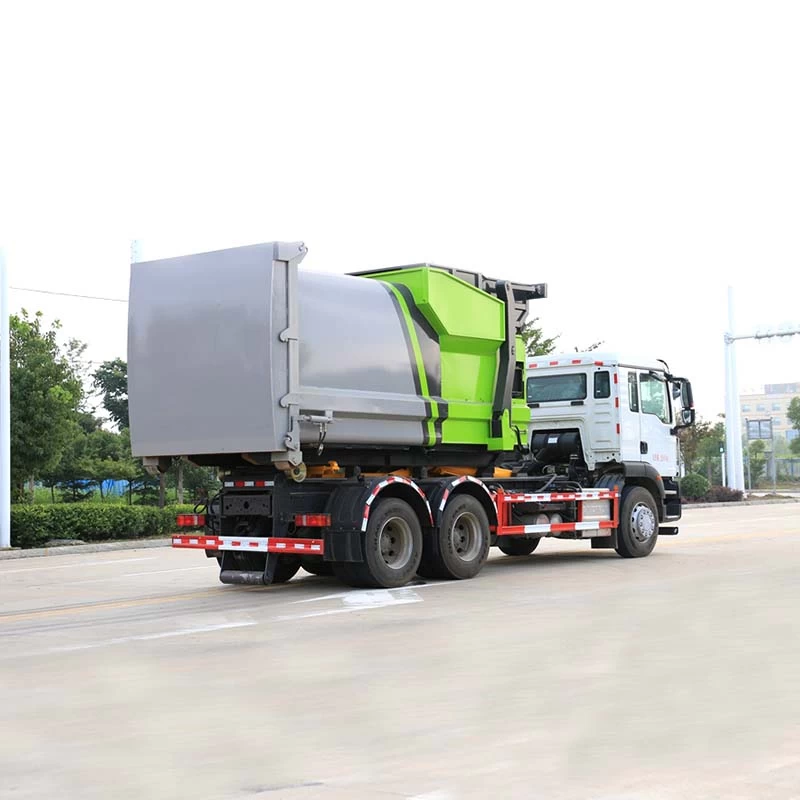 HOWO 16m3 6*4 Hydraulic Hook-lift hoist garbage truck Oblique Back Plot