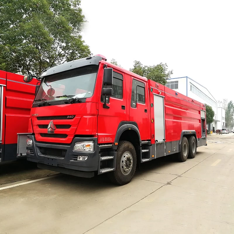 Howo 16000L Water and Foam Fire Rescue Fighting Truck Oblique Front View