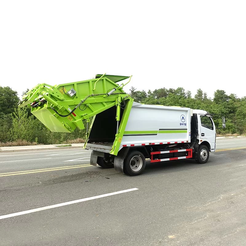 Dongfeng 5Ton 8cbm Compression Garbage Truck Oblique Back Plot