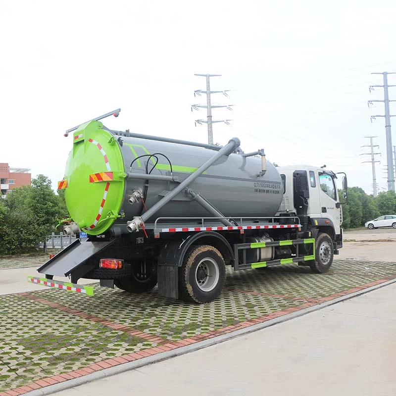 12000L 4*2 sewage suction truck with vaccum pump Oblique Back Plot