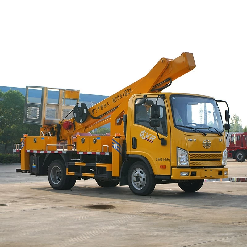 FAW 21m Hydraulic Straight Arm Aerial Lift Platform Truck Oblique Front View