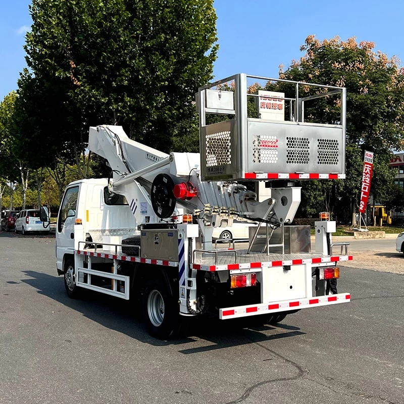 ISUZU 28 meters manlift high altitude operation truck Oblique Back Plot

