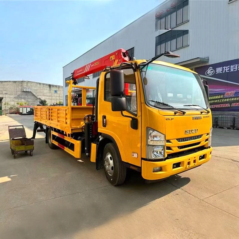 New or used 4*2 5 ton isuzu hydraulic truck mounted crane Oblique Front View
