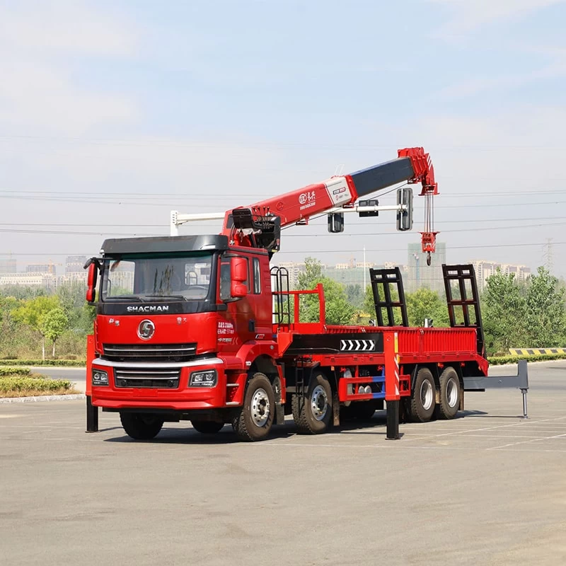 SHACMAN 8x4 14 16 tons truck mounted telescopic crane Oblique Front View