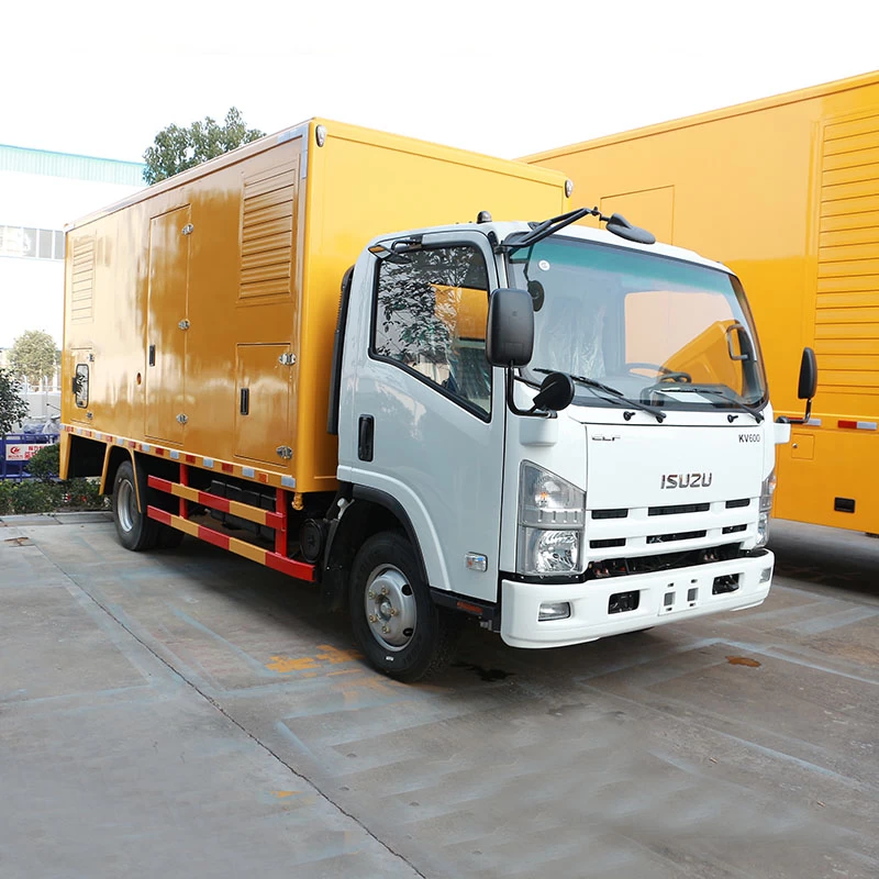 Isuzu 200 kw emergency power bank generator supply truck Oblique Front View