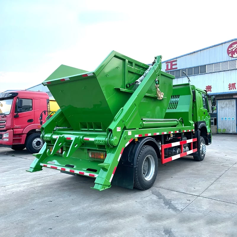 Howo Heavy 10Ton Skip Loader Garbage Truck Price Oblique Back Plot