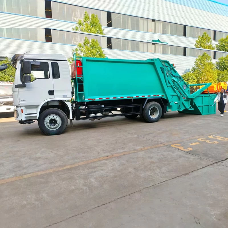 SHACMAN 12 CBM Garbage Compressing Transport Truck Price Oblique Front View
