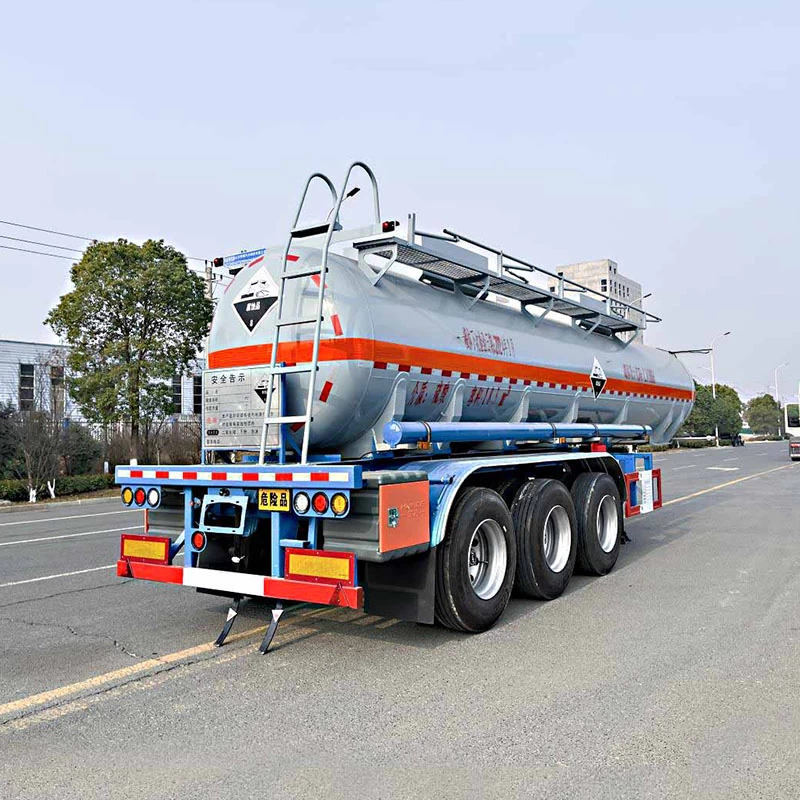 18 cbm semi-trailer concentrated sulfuric acid transport truck Oblique Back Plot
