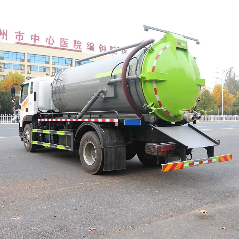 Foton 4×2 12000L vacuum pump sewage suction truck Oblique Back Plot