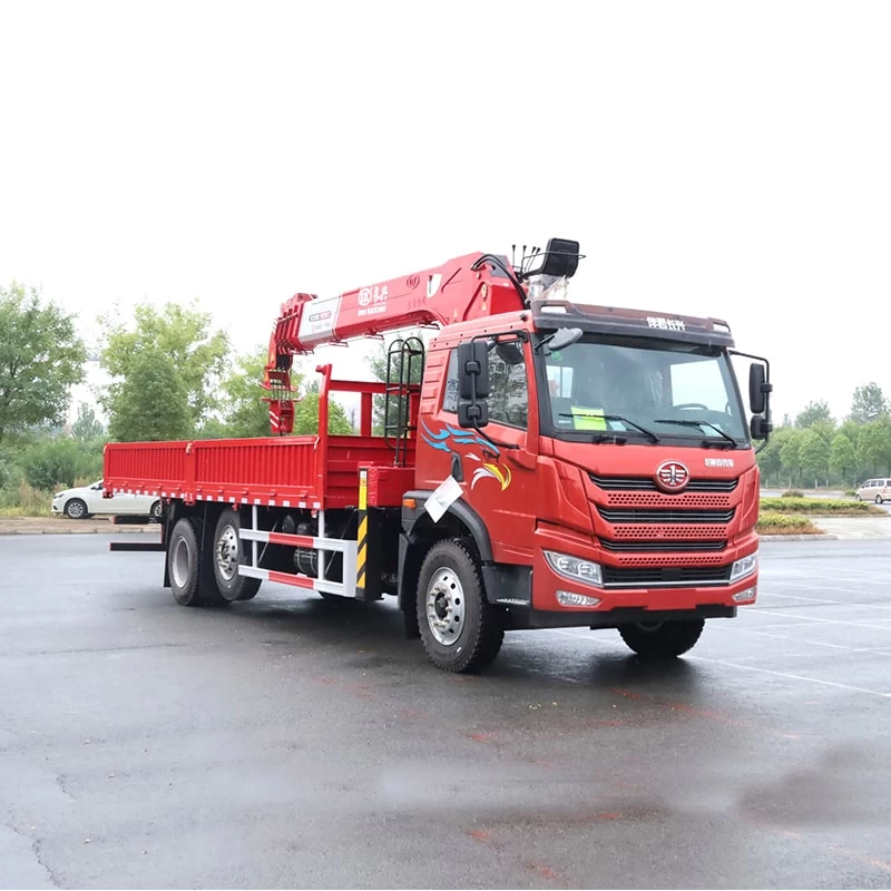 FAW 16 meter straight arm truck mounted telescopic crane Oblique Front View