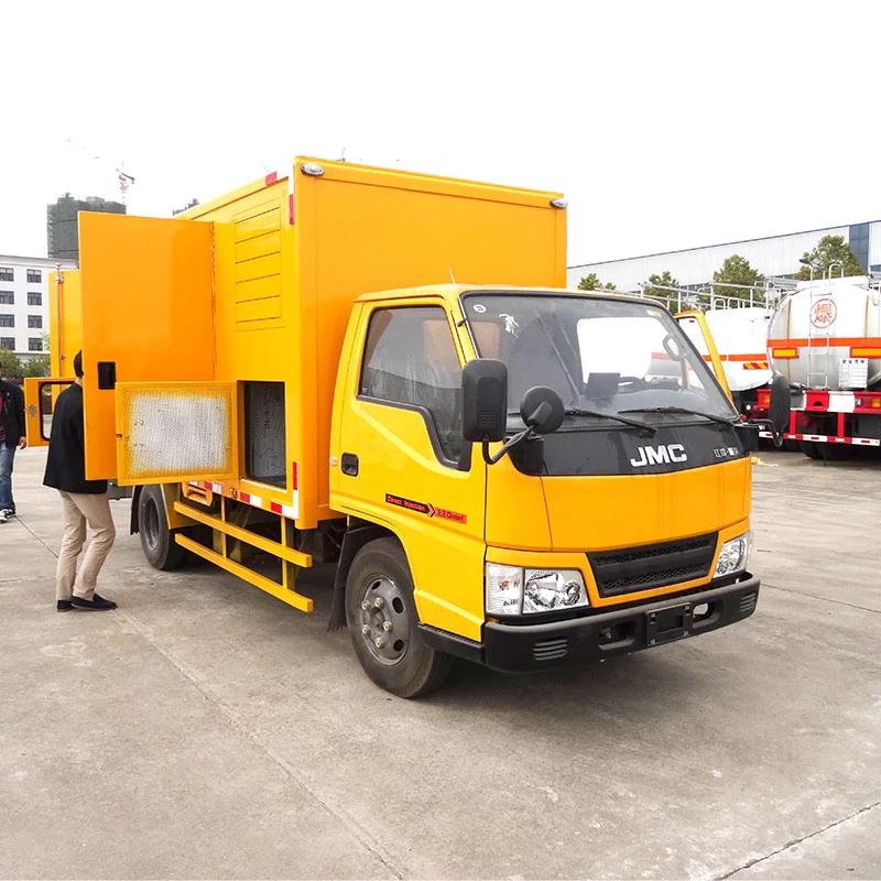 JMC 80kw outdoor night lighting mobile generator truck Oblique Front View