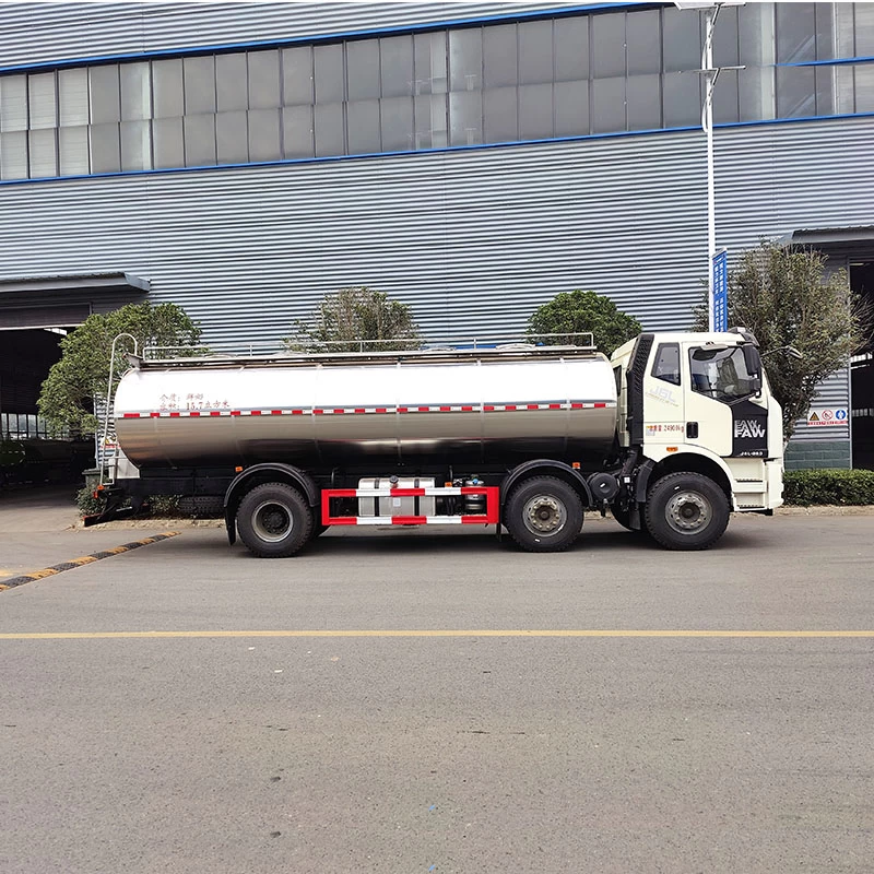 FAW 3 axles 6*4 19.5m3 edible water milk tank truck Front Side View 