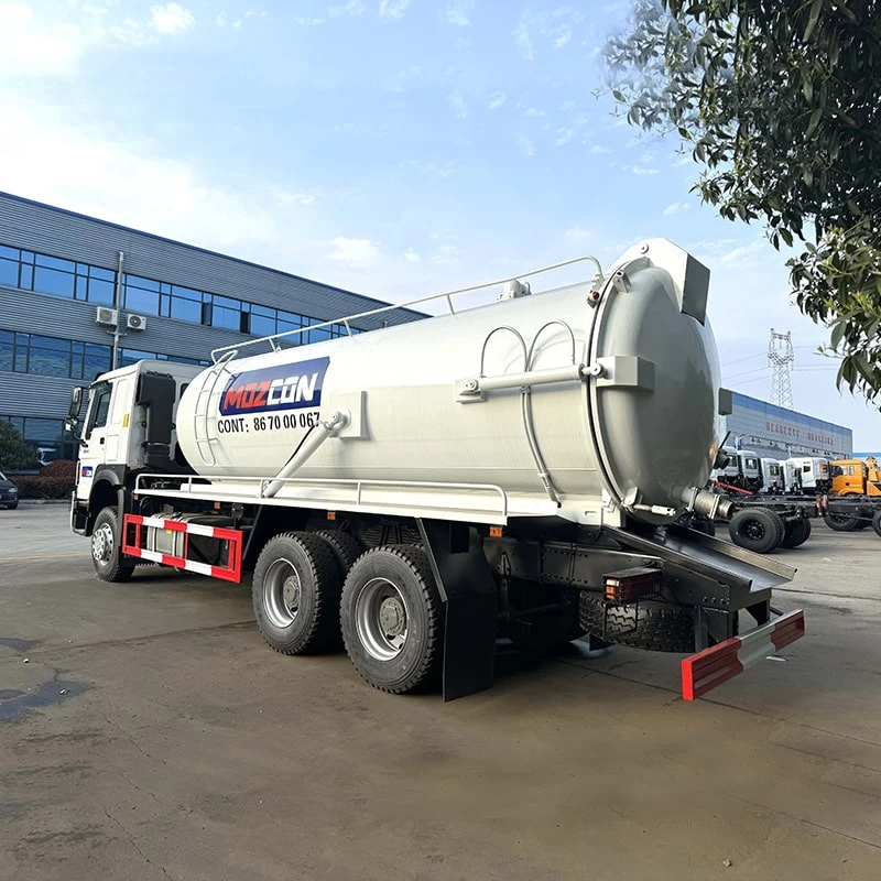HOWO 20 cubic jetting vaccum sewage suction tanker trucks Oblique Back Plot