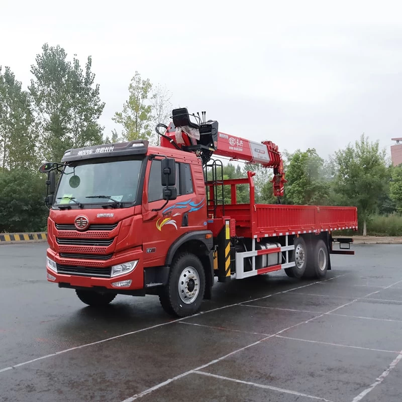 FAW 16 meter straight arm truck mounted telescopic crane Oblique Front View